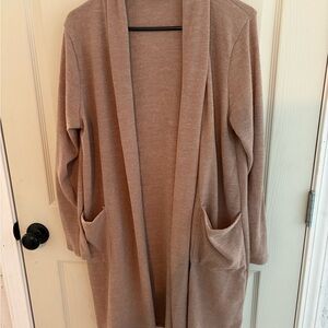 Cozy Tan Open-Front Women's Sweater